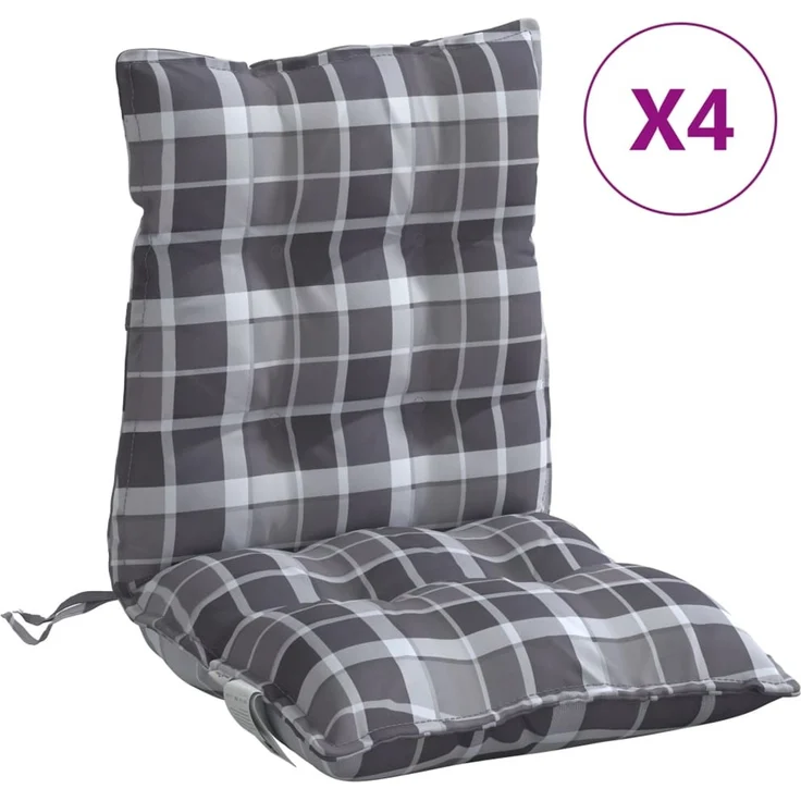 vidaXL Niedriglehner-Auflagen 4 Stk. Grau Karomuster Oxford-Gewebe 377714 – Bild 2