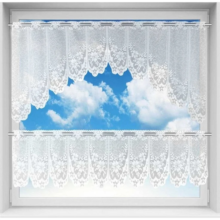 Arsvita Vorhang Mona (1 St), Stangendurchzug, halbtransparent, 2 teiliges Bistrogardinen-Set in Spitzenoptik – Bild 1