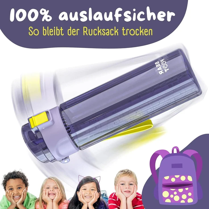 BEARFOOT Trinkflasche Trinkflasche Kinder, leichte Wasserflasche - Logo lila – Bild 5
