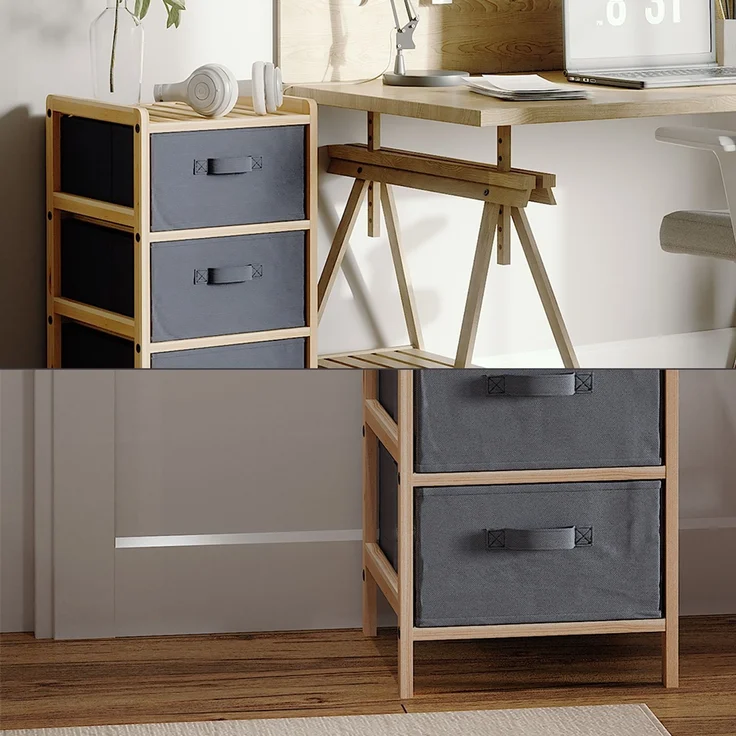 Kommode Bruno Grau 34.5 x 67 cm mit 3 Stoffschubladen Vicco – Bild 5