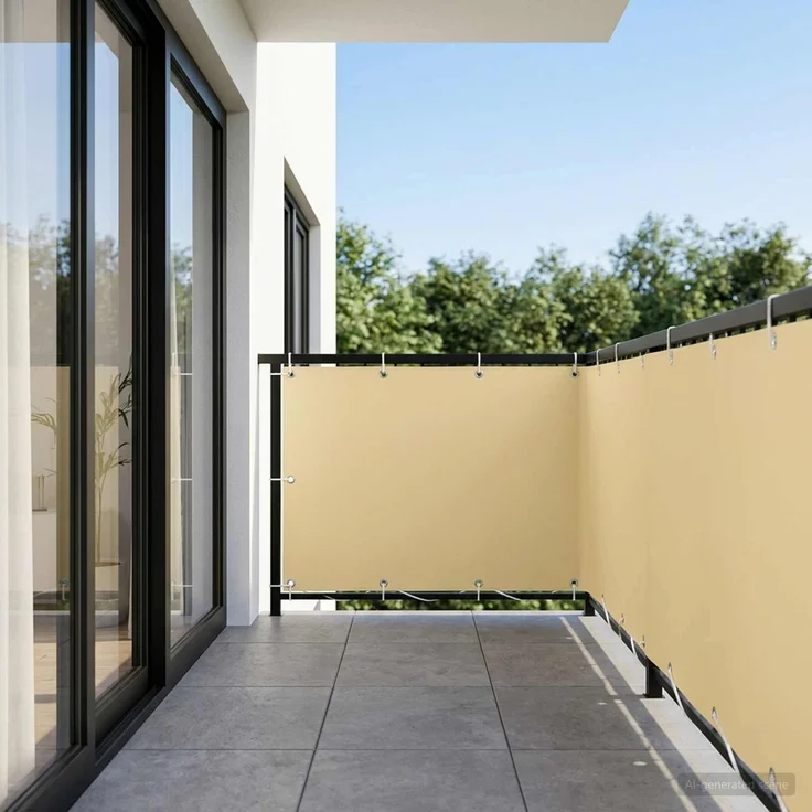vidaXL Balkon-Sichtschutz 1,2 x 15 m Stoff mit PU-Beschichtung Beige 42036761 – Bild 1