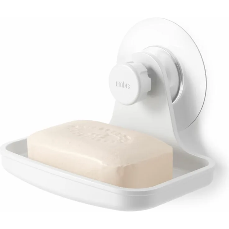 Umbra Seifenschale Flex zum Kleben, Seifenablage, Kunststoff, Weiß, 10. 5 cm, 1021301-660