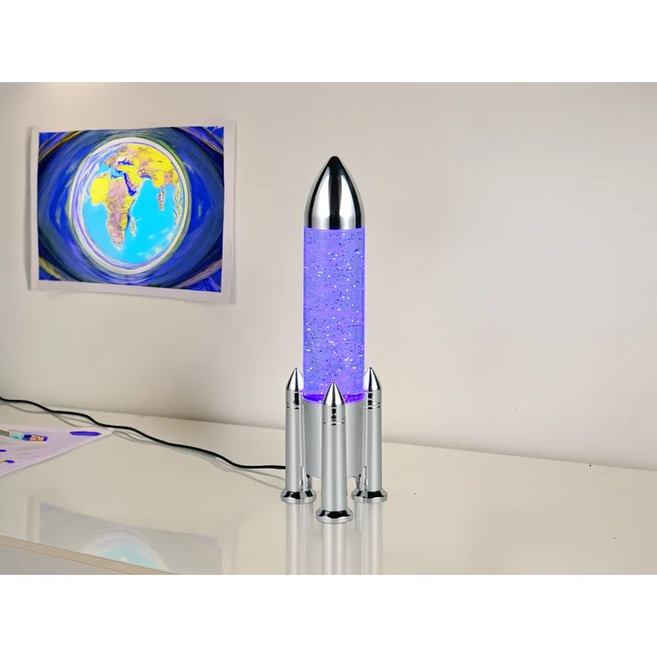 Deko RGB LED Tischleuchte APOLLO Raketenlampe per USB betrieben, Höhe 33cm