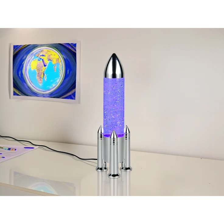 Deko RGB LED Tischleuchte APOLLO Raketenlampe per USB betrieben, Höhe 33cm – Bild 1