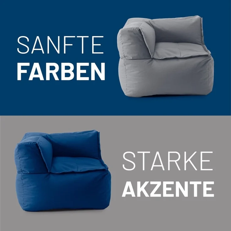 Lumaland Sitzsack-Sofa, Polyester, Eckteil, Dunkelblau, 70 x 81 x 81 cm – Bild 8