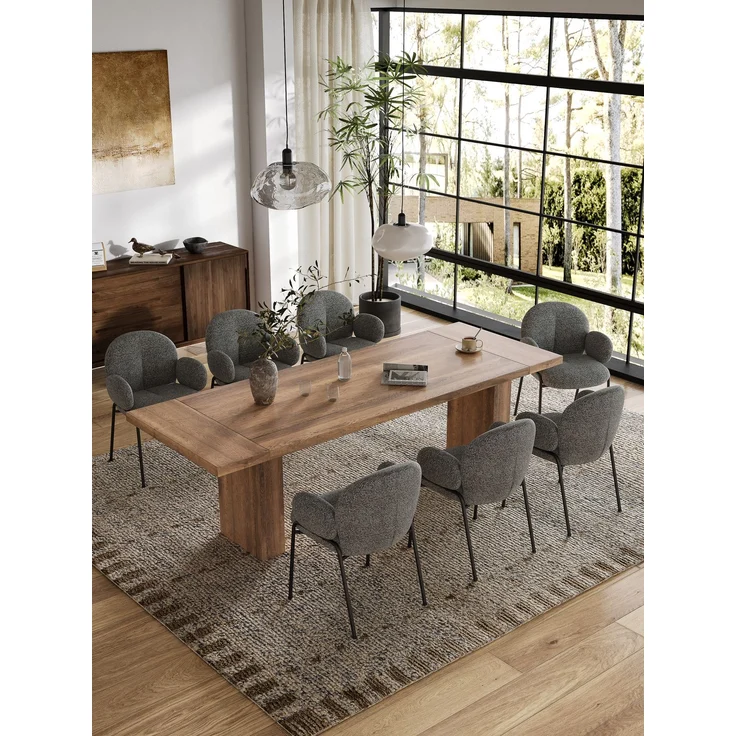 GOEURVANT 1235 Esszimmerstühle 6er-Set mit Armlehnen, Polsterstühle, Webstoff - Grau – Bild 3
