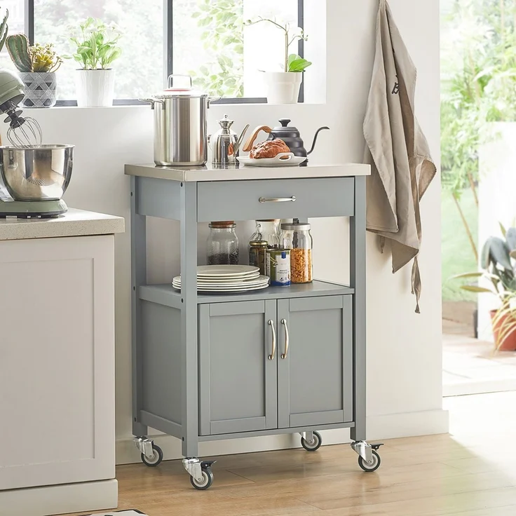 SoBuy FKW22-HG Küchenwagen, MDF, Lackiert, Grau, 60 x 92 x 44 cm – Bild 2
