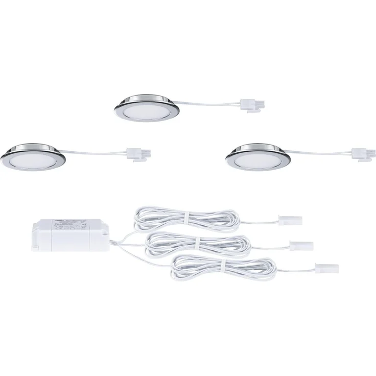 Paulmann 93118 LED Möbeleinbauleuchten 3er Set 3000K Chrom – Bild 9