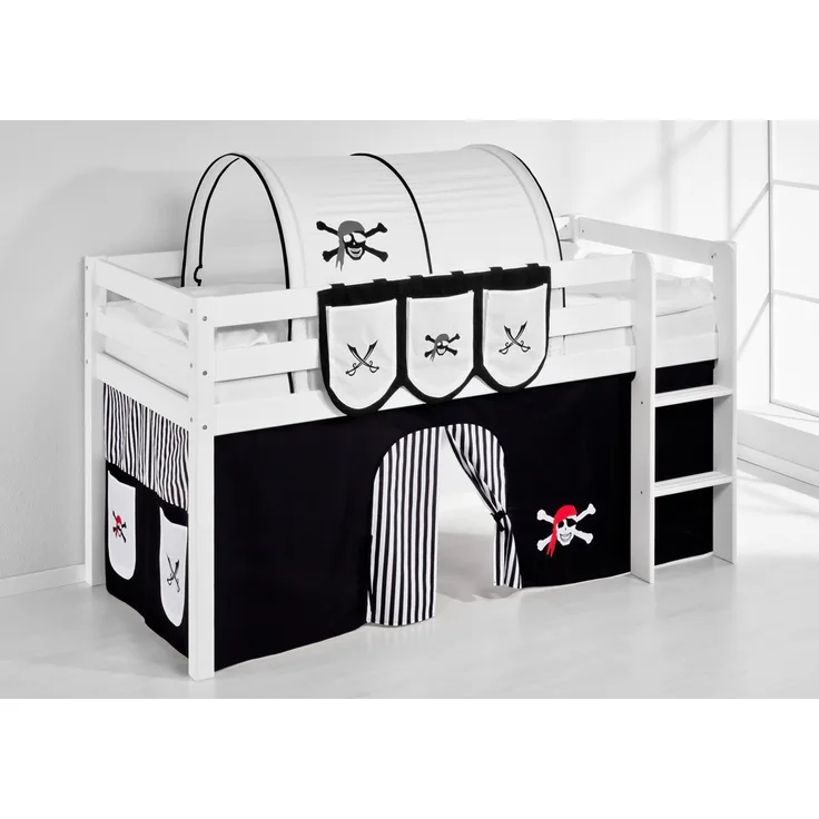 Lilokids 'Pirat' Vorhang Schwarz Weiß - für Hochbett, Spielbett und Etagenbett