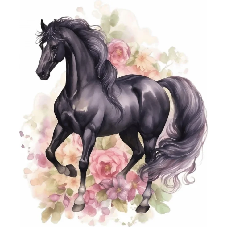 nikima Wandtattoo 245 Wandtattoo Pferd Rappe schwarz - Größe 500 x 500 mm (PVC-Folie), in 4 vers. Größen