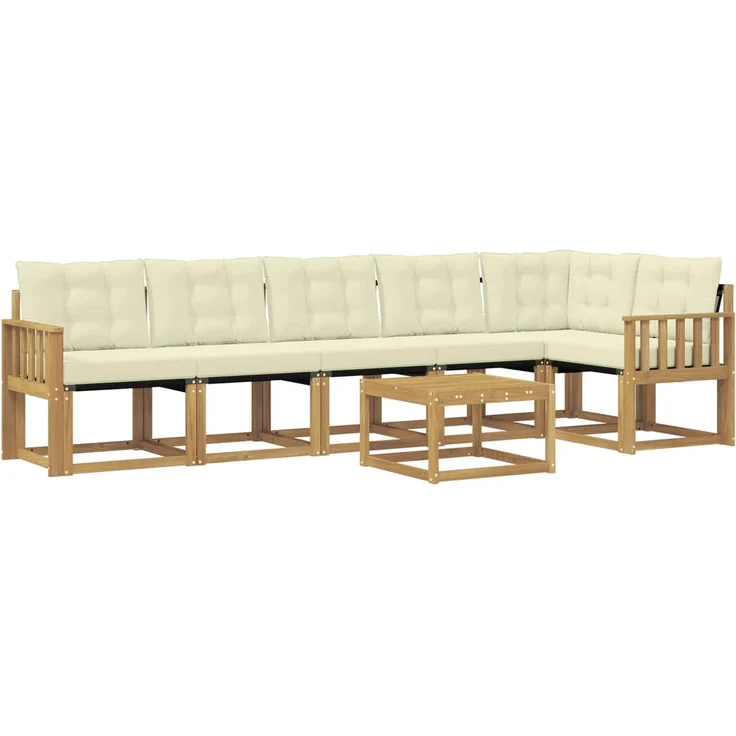 vidaXL Outdoor-Sofagarnitur 7 stk. 6-Sitzer Weiß und Creme 3389544 – Bild 2