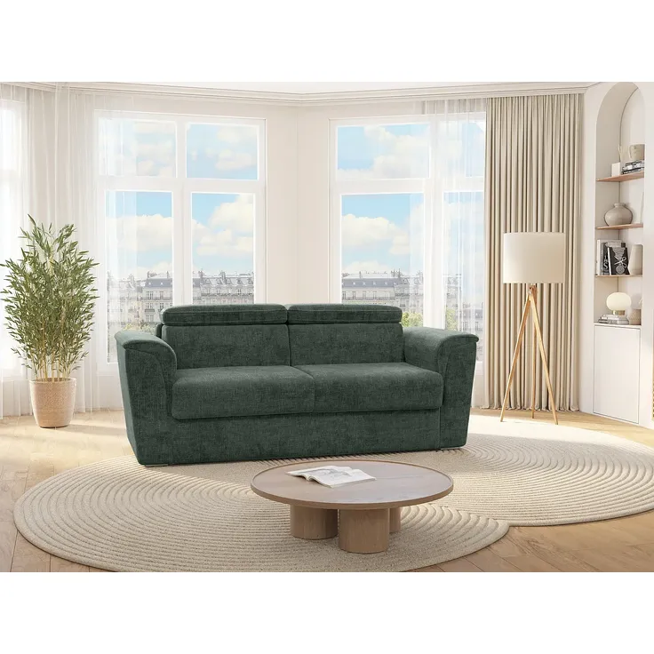 Vente-unique - RIZORA Sofa Stoff Grün - B 223 cm96 cm x H 95 cm x L 210 cm