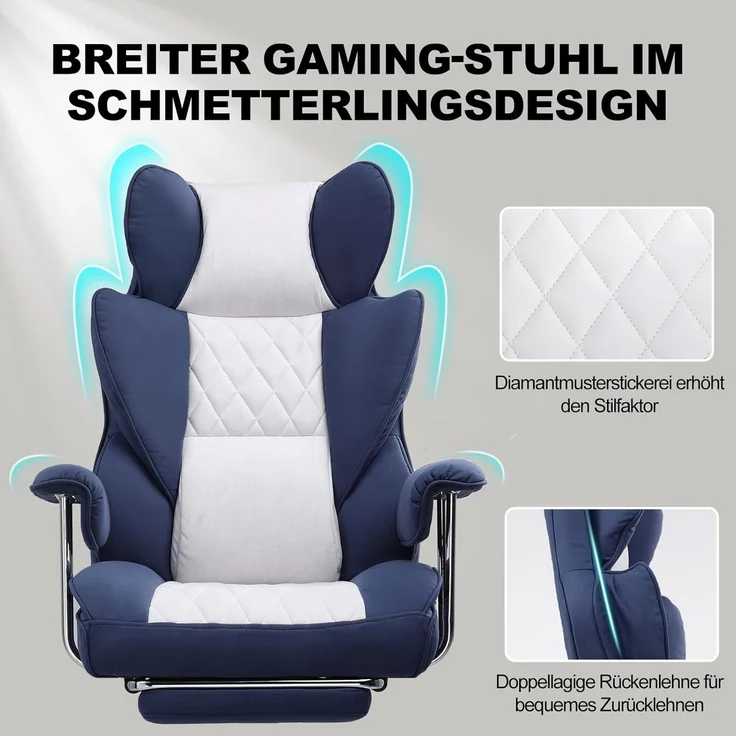 GTPLAYER Gaming-Stuhl Bürostuhl Gamer Stuhl gaming stuhl Schreibtischstuhl Chefsessel, mit Taschenfeder-Lendenwirbelstütze, breiter Büro-Computersessel – Bild 7