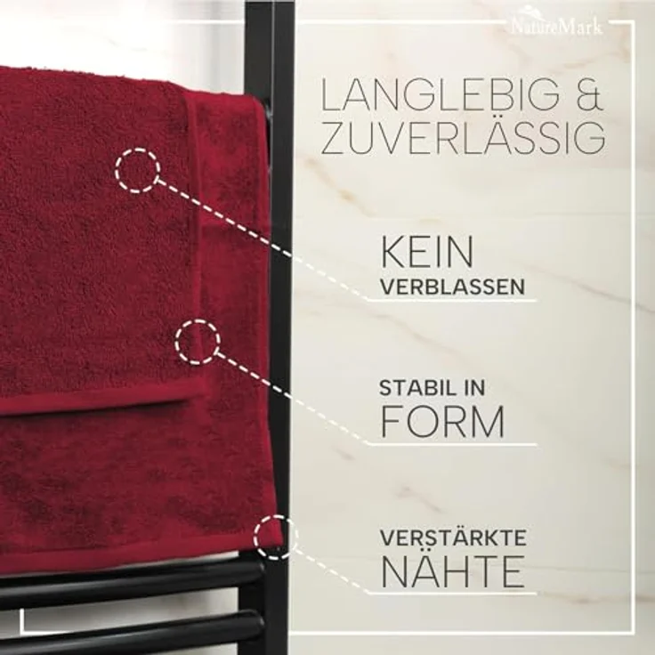 NatureMark Gästetücher – 20er Pack (30x50 cm), 100% Baumwolle, Oeko-TEX Zertifiziert, weich, saugfähig und pflegeleicht – Für Bad, Gäste & Spa – Bordeaux rot – Bild 5
