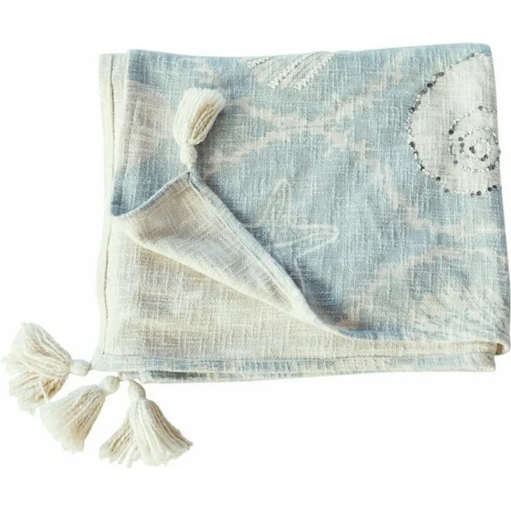 Mirabeau Tagesdecke Plaid Calerand weiß/blau – Bild 3