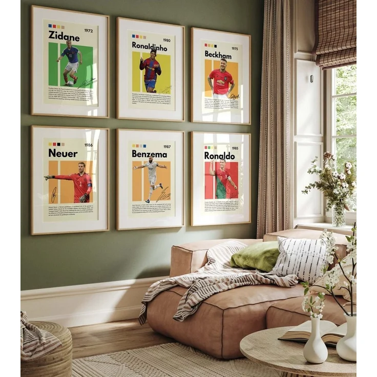 JUSTGOODMOOD Poster Fußball Legenden Ronaldo Benzema Neuer Beckham Ronaldinho Zidane Sport, A (1 St) – Bild 2