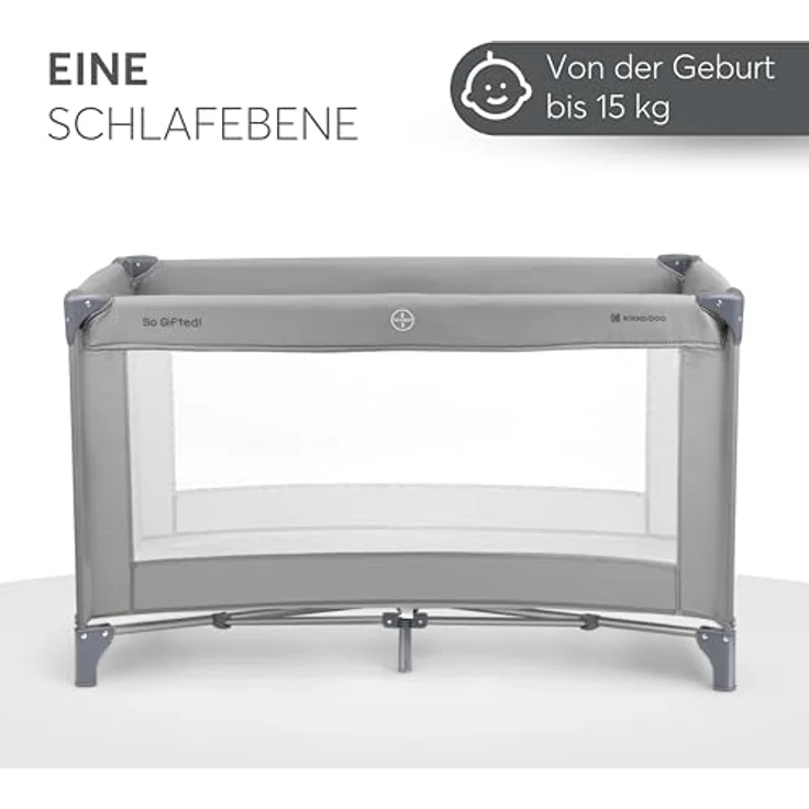 Kikkaboo Reisebett so gifted eine Ebene, weiche Matratzenauflage, Seiteneingang dunkelgrau – Bild 6