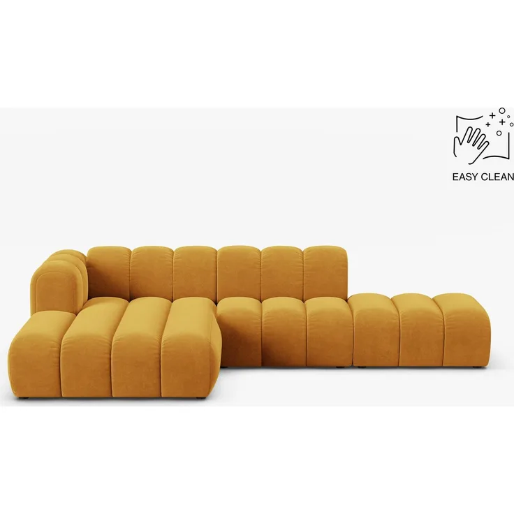 Micadoni Modulares Ecksofa offen Lupine 5-Sitzer Samt Venus Gelb Links