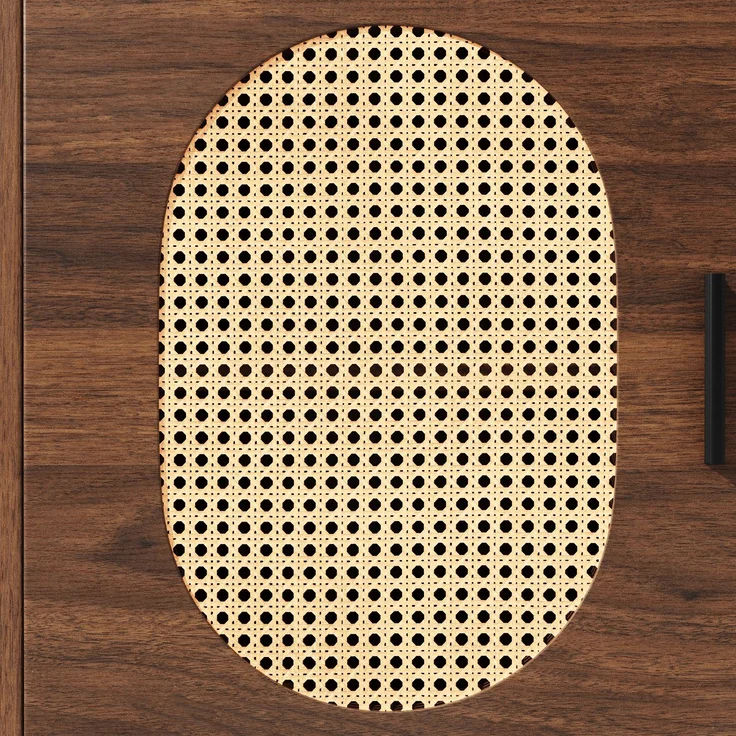 EINHOM Seitenboard / Aufbewahrungsschrank / Küchenschrank / Buffetschrank, 145 x 39 x 171 cm, Landhausstil, 5 Türen, mit LED-Lichtleiste & Ordnungslockplatte, Fluted Glas Türen, Braun/Schwarz, Braun – Bild 7