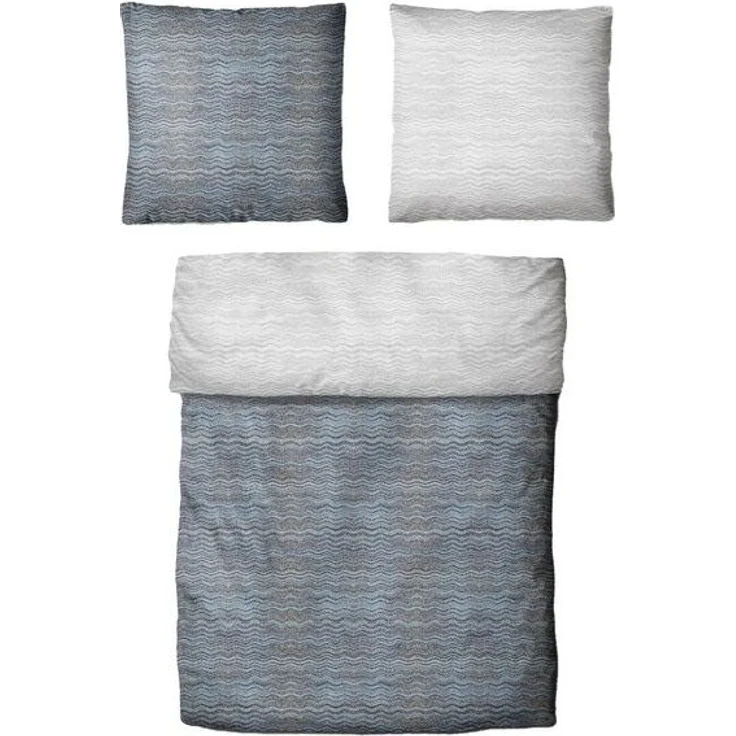 Traumschloss Bettwäsche Classic Microfaser, Flanell, 2 teilig, Wellen, gestreift, blau – Bild 4