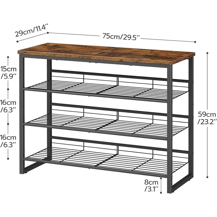 Hoobro Schuhregal 4-lagiger Schuhschrank, verstellbare Schuhablage, Eingang, Flur, Schlafzimmer – Bild 2