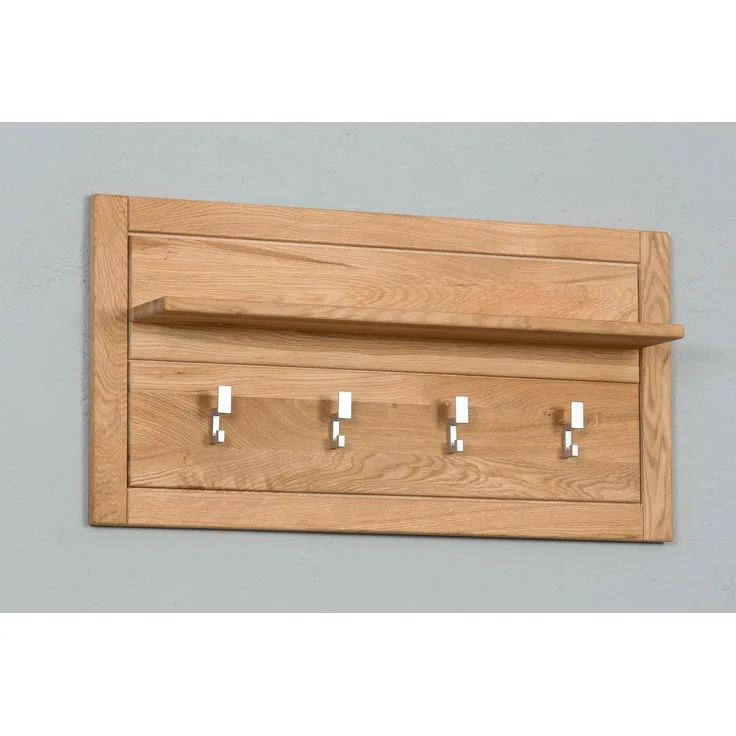 Woodline Garderobenpaneel klein Wildeiche Massivholz geölt, Basel Natur 91x15x46 cm