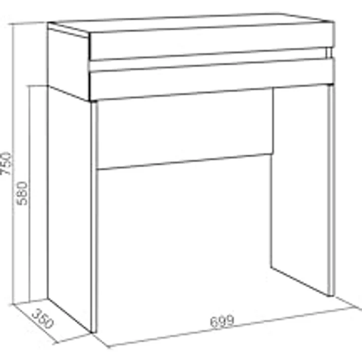 Skraut Home | Konsolentisch, Flurtisch | Beistelltisch für Eingang | 70x75x35 cm | mit Schublade | Eingangstisch | Moderner Stil | Weiß – Bild 2