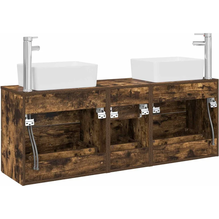 vidaXL Badezimmerschrank-Set 3 stk. Geräucherte Eiche 136 x 35 x 80 cm 3405863 – Bild 7