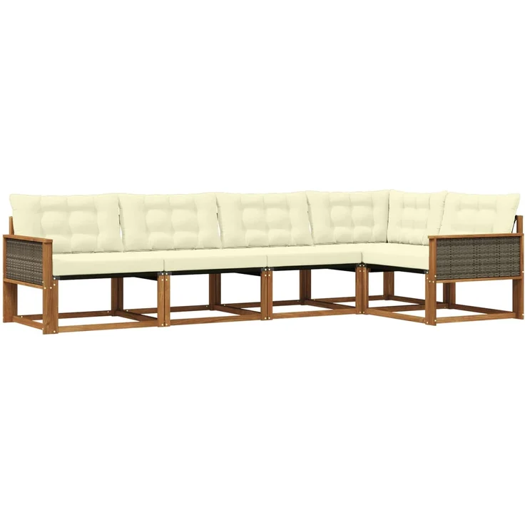 vidaXL Outdoor-Sofagarnitur 5 stk. 5-Sitzer Natur und Creme 3381418 – Bild 2