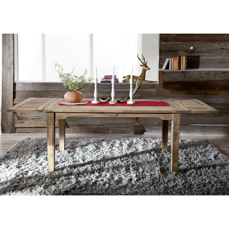 Esstisch mit Ansteckplatten Sheesham 160-200/240x90x76 grau geölt LEEDS #53 – Bild 4
