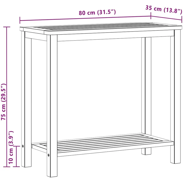 vidaXL Gartenkonsole Tisch Helles Akazienholz 80 x 35 x 75 cm 42026789 – Bild 7