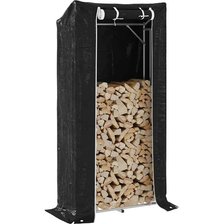 vidaXL Brennholzregal mit Regenschutz 100x40x200 cm Verzinkter Stahl 4104948 – Bild 1