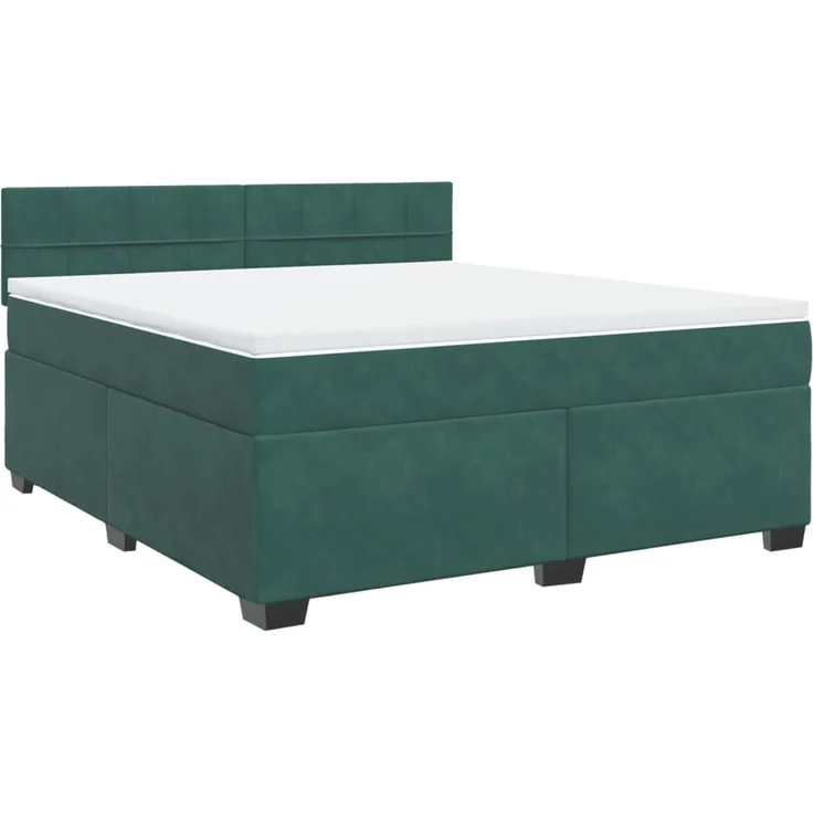 vidaXL Boxspringbett mit Matratze Dunkelgrün 180x200 cm Samt 3286381 – Bild 2