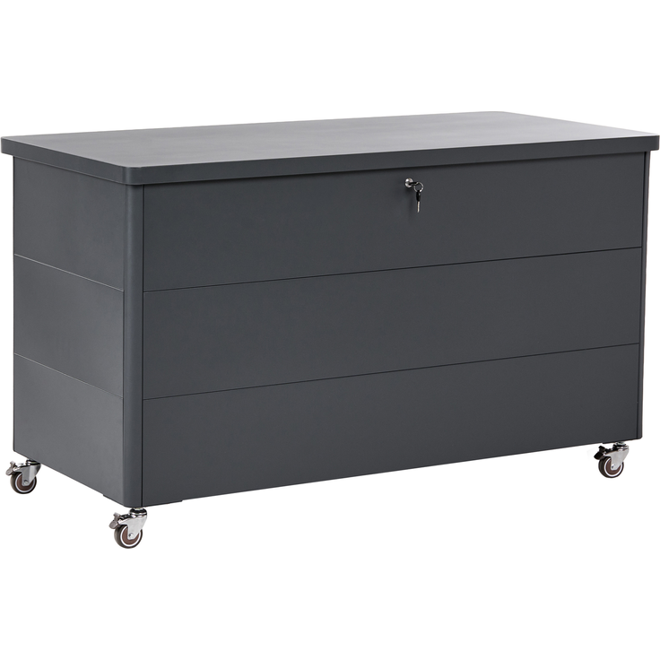 Aufbewahrungsbox KYMI 136 cm 55 cm Metall mit Rädern Dunkelgrau
