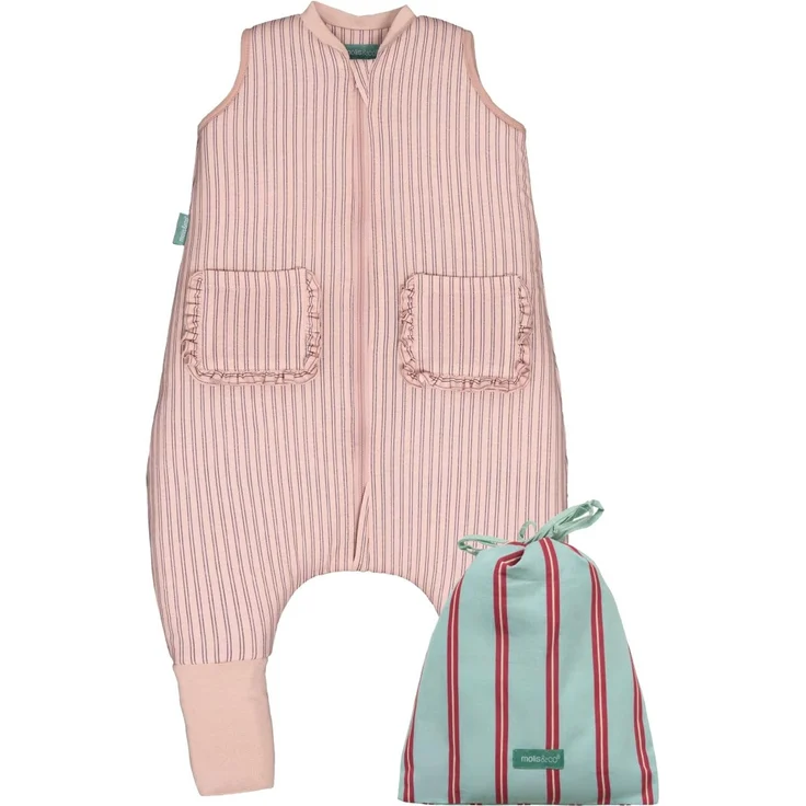 molis&co - Baby Schlafsack mit Füßen und Socke - Ideal für den Winter - Babyschlafsack mit Beinen 2,5 tog - 100% Baumwolle (Oeko-TEX 100), Premium Qualität (Navy & Pink Stripes, 55 cm (6 Monate))