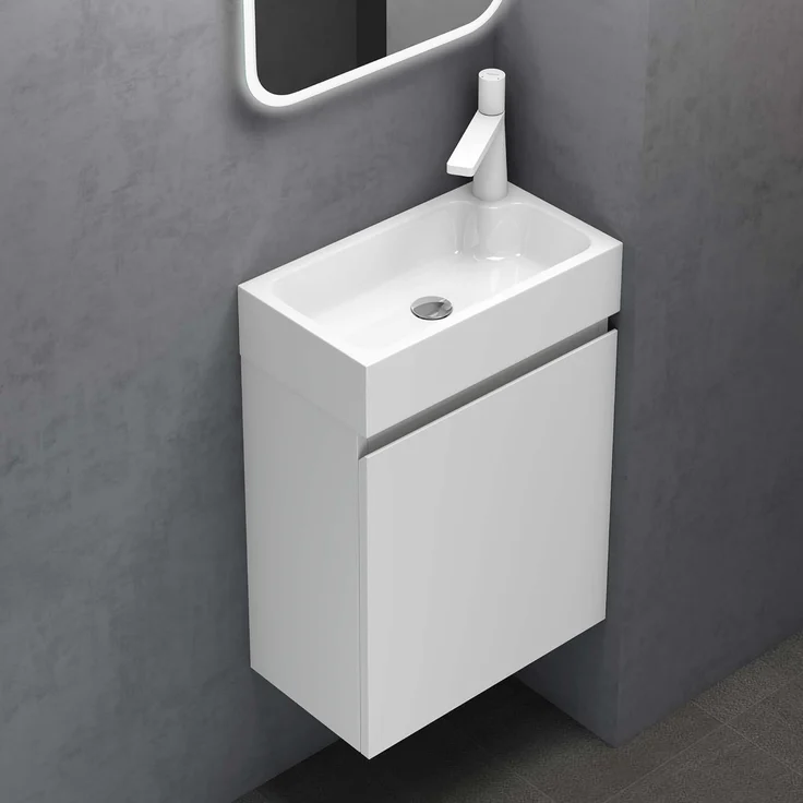 doporro Badmöbel-Set mit Waschbecken Waschtischunterschrank Wandmontage SoftClose Pisa02 – Bild 3