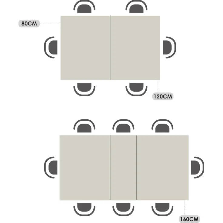 MEUBLE COSY Esstisch mit 6 Esszimmerstühle, Essgruppen, 7er-Set, Ausziehbarer Esstisch, Küchentisch mit 6 Essstühlen, Stahlgestell, für Esszimmer Küche Wohnzimmer, Schwarz + Beige – Bild 4