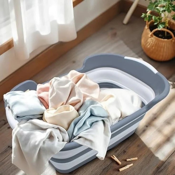Spetebo Wäschekorb Silikon Wanne faltbar weiß 60 x 40 cm - 27 Liter – Bild 6