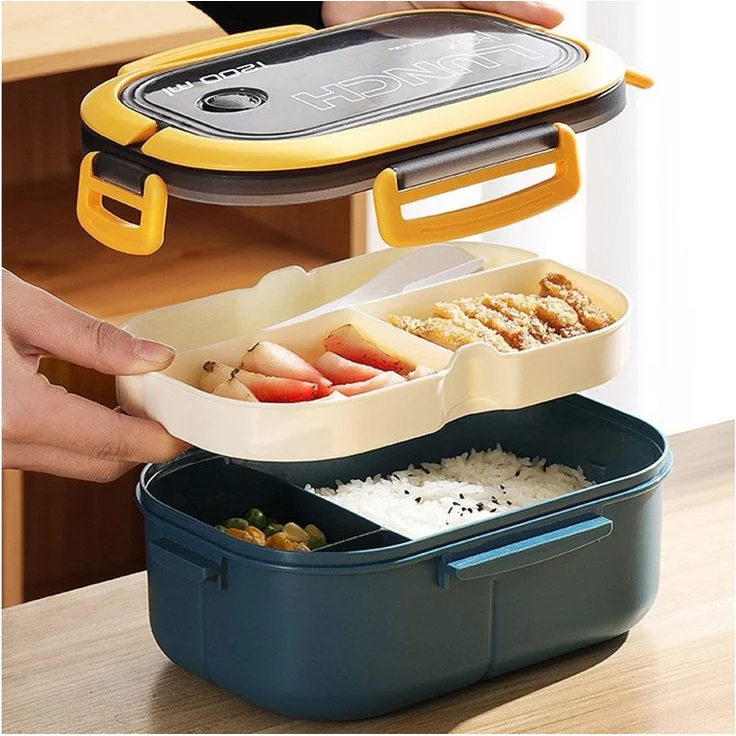 Diwzbyn Lunchbox für Kinder und Erwachsene, Brotdose mit Fächern, 14,5 x 21 x 8 cm – Bild 3
