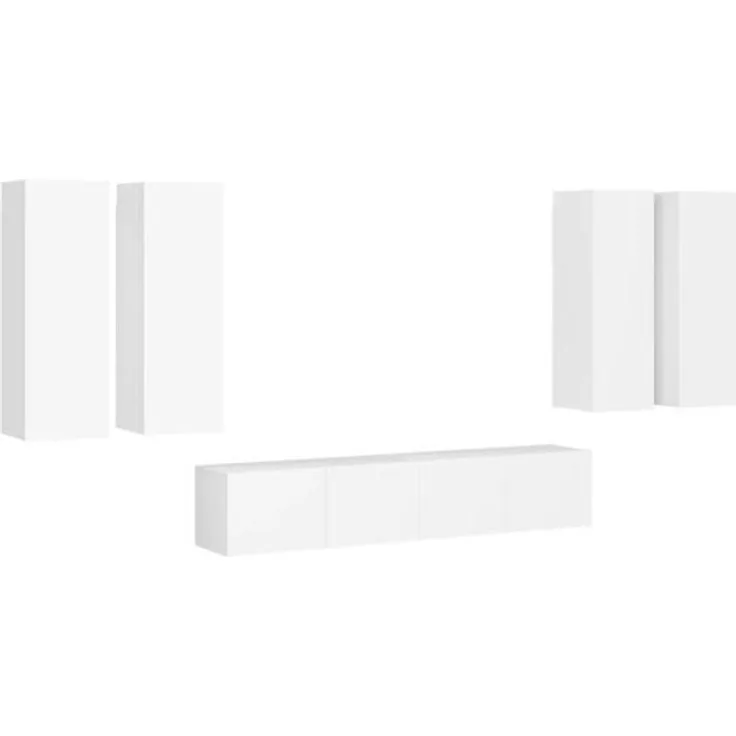 vidaXL 6-tlg. TV-Schrank-Set Weiß Spanplatte [3078680]