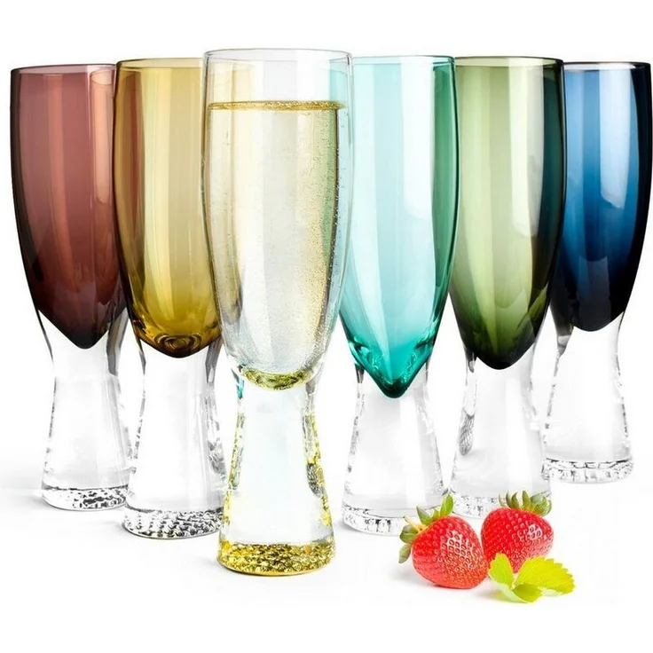 6 bunte Sektgläser 200ml auf Fuß Sektkelche Champagner Prosecco Sektglas – Bild 5