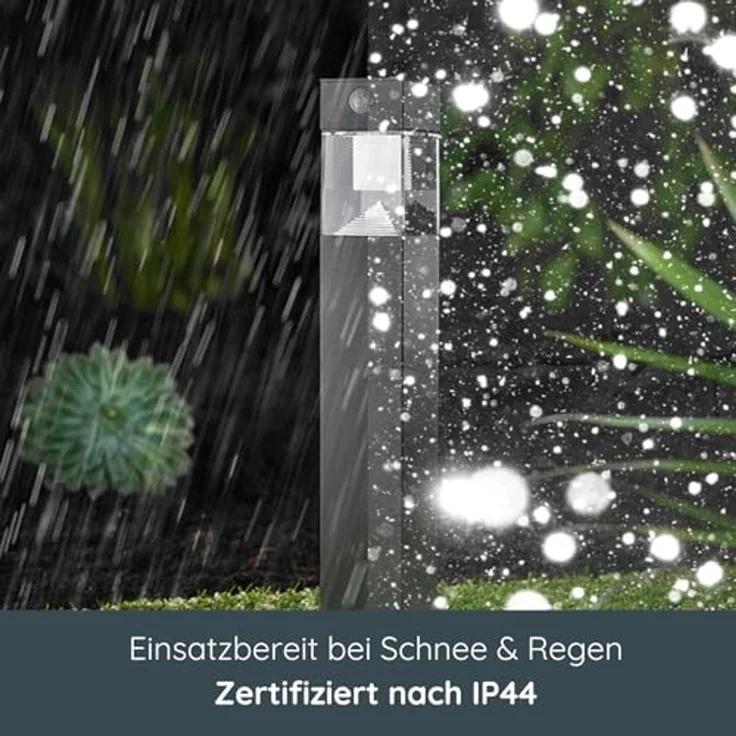 MeLiTec Solar Gartenleuchte rund/ eckig mit Bewegungsmelder, Edelstahl silber / anthrazit : Anthrazit : Eckig – Bild 4