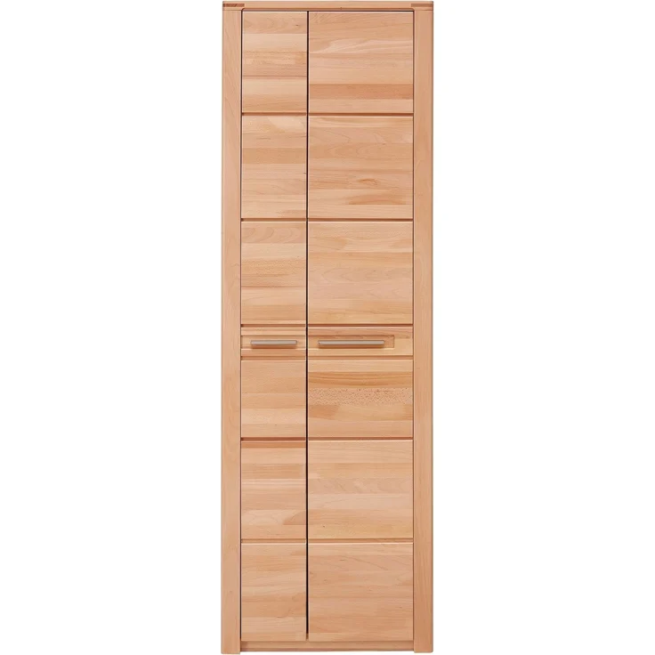 Garderobenschrank >Nature One< 2 Türen, 6 Böden, soft-close, Kernbuche teilmassiv - 65x201x40cm B/H/T – Bild 3