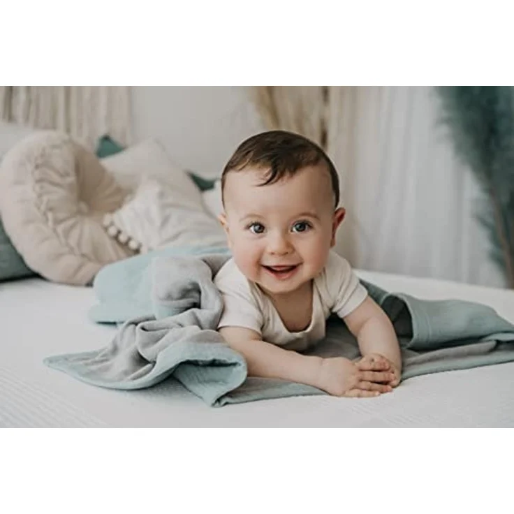 Kaiser 65310556 Playa Summer Blanket Musselin/Frottee atmungsaktive Babydecke Ganzjährig Neugeborene Kinderwagendecke Babyschalendecke Fb. Slit Green – Bild 5