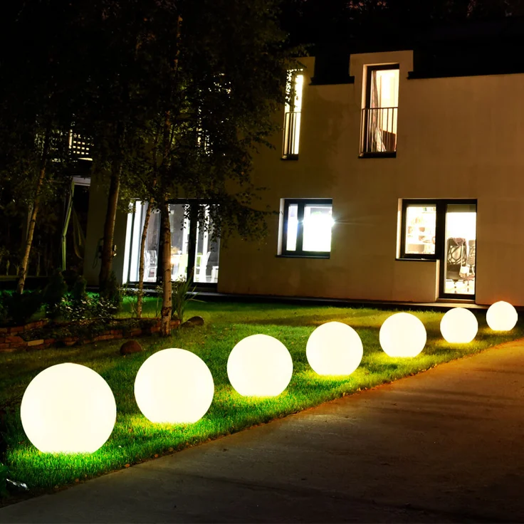 7x LED Solarleuchte, Kugel weiß, DM 20 cm, H 62 cm – Bild 2