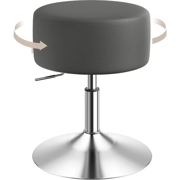 WOLTU BH14gr-1 Design Hocker mit Griff , stufenlose Höhenverstellung , verchromter Stahl , Antirutschgummi , pflegeleichter Kunstleder , gut gepolsterte Sitzfläche , grau