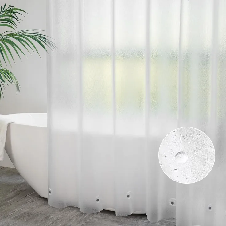 AooHome Duschvorhang 180x200 Transparent Weiß mit 5 Gewicht Magneten inkl. 12