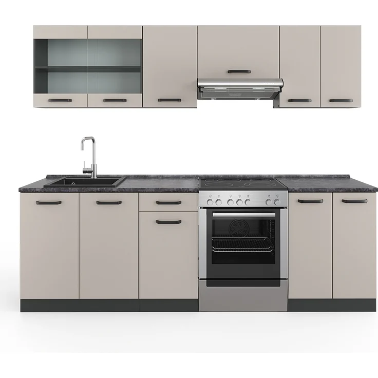 Küchenzeile R-Line Cashmere 240 cm , AP Anthrazit Vicco – Bild 1