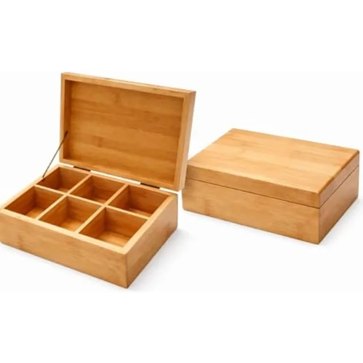 Teebox aus Holz mit 6 Fächern – Stilvolle Teekiste zur Aufbewahrung