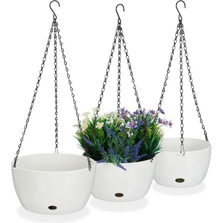 Relaxdays Blumenampeln mit Wasserspeicher 3er Set – Bild 1